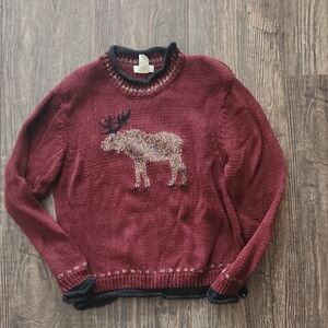 Christopher & Banks Burgundy and Black Knit Sweater